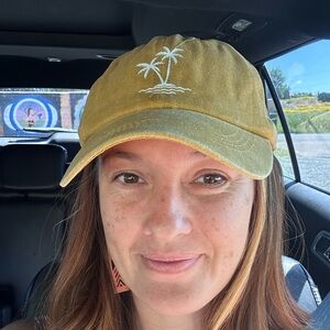 Vintage Washed Palm Tree Adjustable Baseball Caps